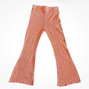 Free People Fine Line Slim Pants Striped Flare Boho Retro Stretch Rust Large